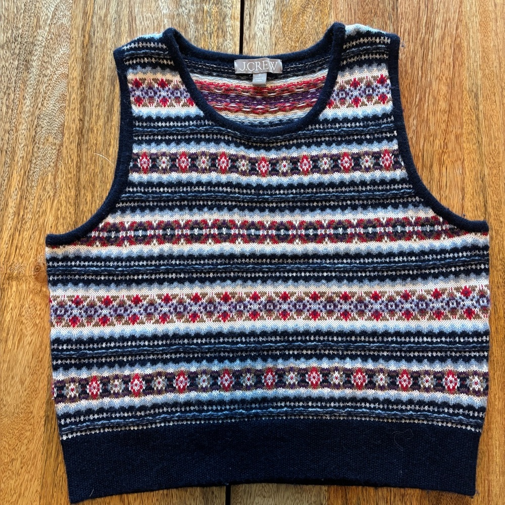 J Crew Fair Isle Sweater Shell in Boiled Wool Blend